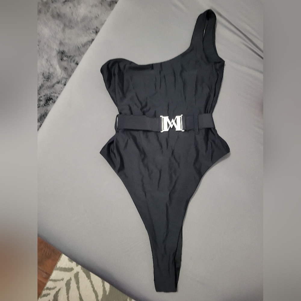 Meshki stormie One shoulder Diamante Buckle One Piece - Black - S